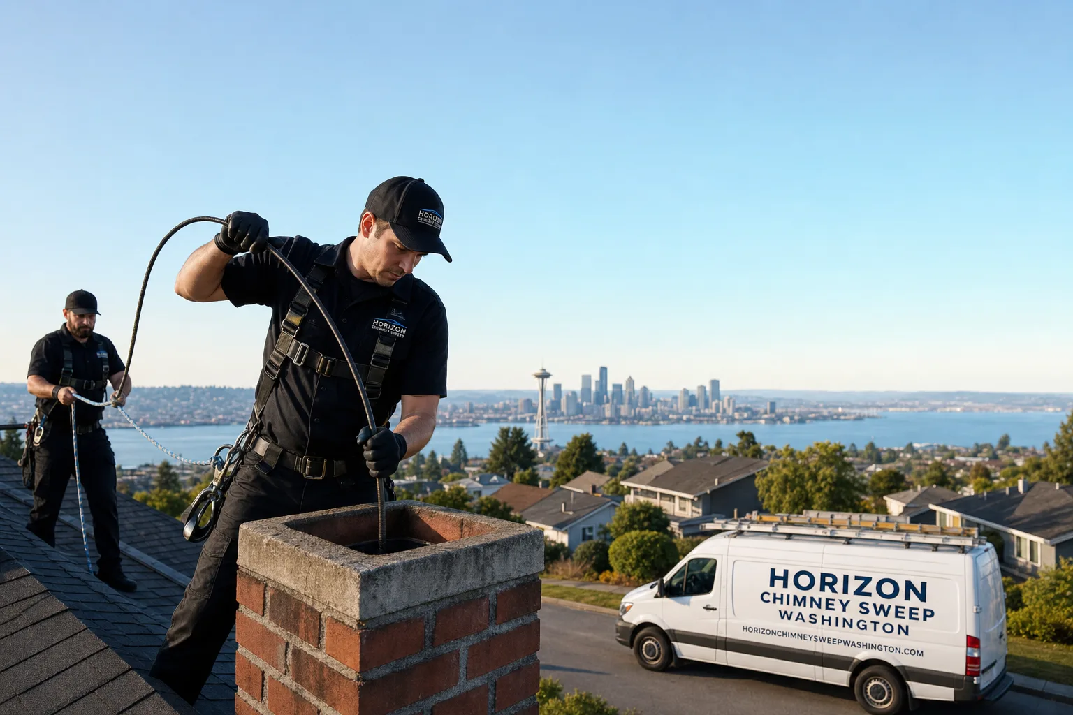 Horizon Chimney Sweep Washington service vehicle and crew in Washington, WA